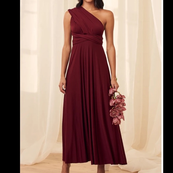 Lulus Dresses & Skirts - Lulus Tricks of the Trade Burgandy Maxi Dress Jersey Formal Wedding Bridesmaid S